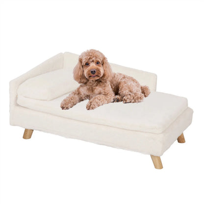 Comfy Velvet Dog Sofa Bed Couch with Pillow