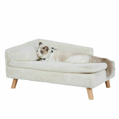 Comfy Velvet Dog Sofa Bed Couch with Pillow